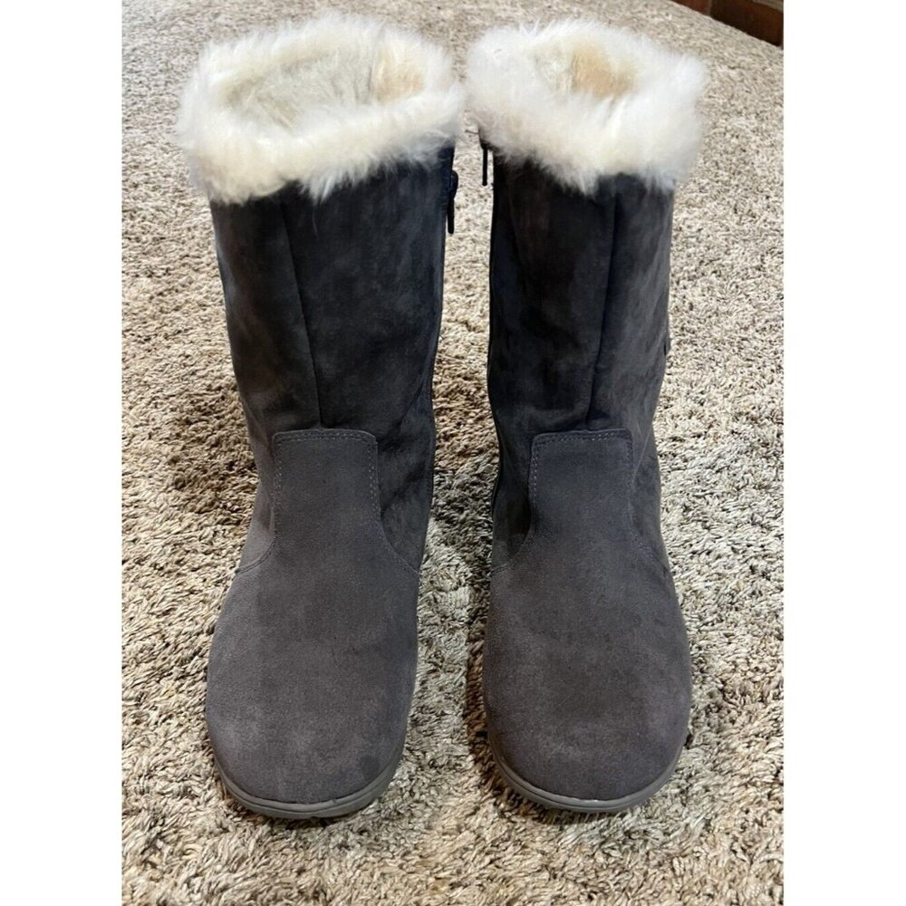 Tony Little Cheecks Water Repellent  Fit Body Gray Side Zip Boots ~ Size 8.5